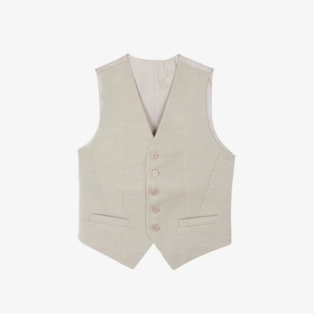 The Frankie Shop Gelso Waistcoat Vest in Light Taupe Melange